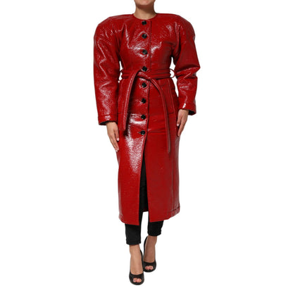 Dolce & Gabbana Red Wool Single Breasted Trench Coat Jacket
