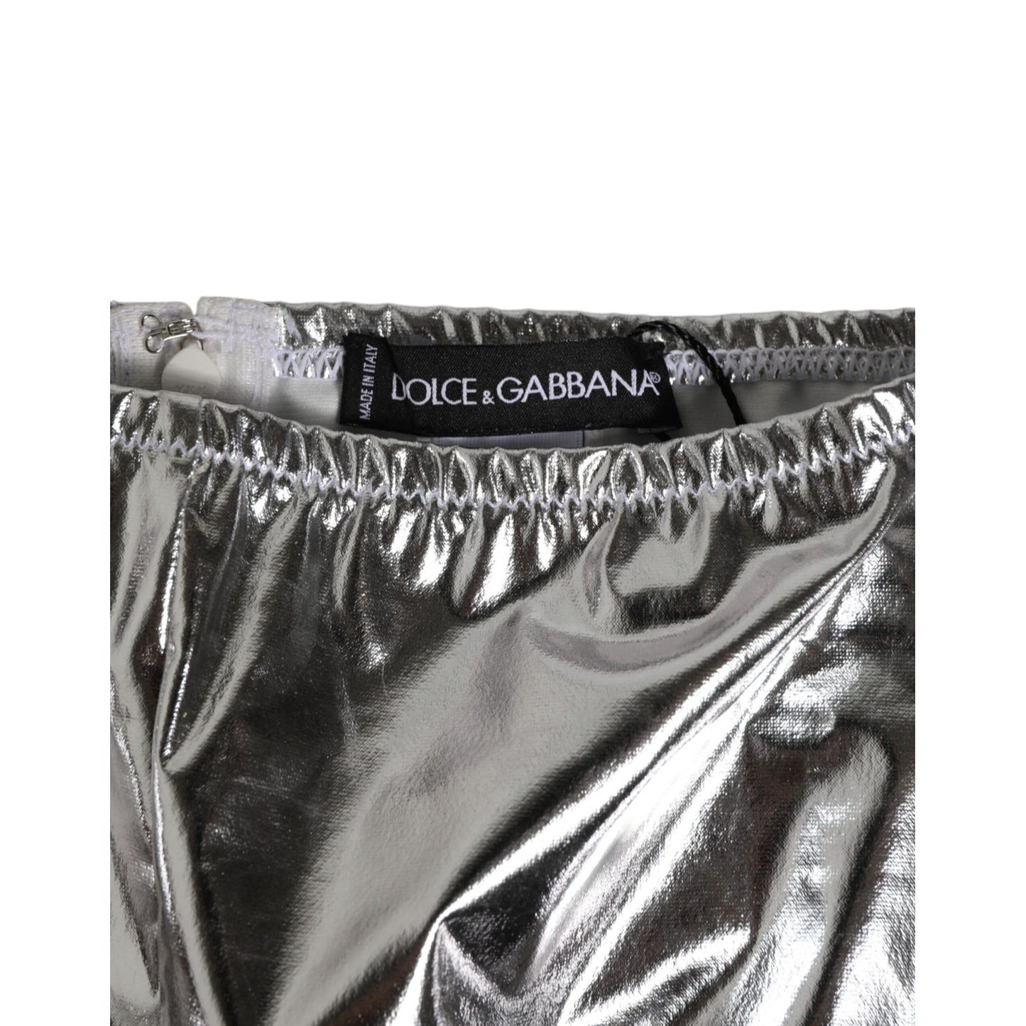 Dolce & Gabbana Silver Metallic High Waist Bikini Bottom Women Underwear