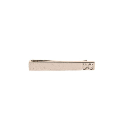 Dolce & Gabbana Silver Tone Brass Logo Branded Tie Clip Bar