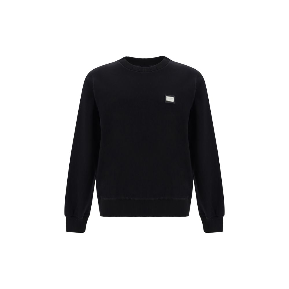 Dolce & Gabbana Sweatshirt AW25, 100% Cotton, Monochrome, Ribbed Crew Neck, Cuffs, Hem, D&G Monogram, Made in Italy.