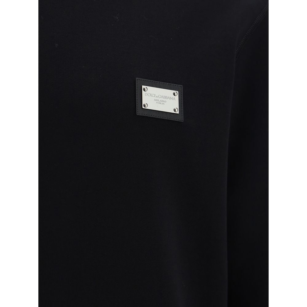 Dolce & Gabbana Sweatshirt with ribbed crew neck, cuffs, hem, and D&G monogram on monochrome design, made in Italy, 100% cotton.