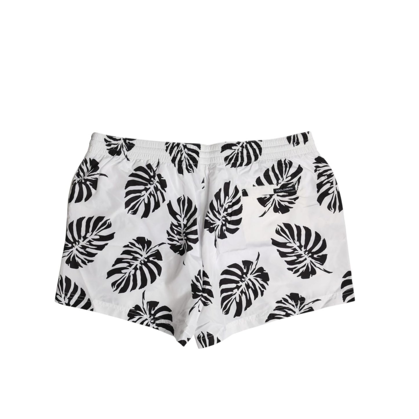 Dolce & Gabbana White Black Print Beachwear Shorts Swimwear
