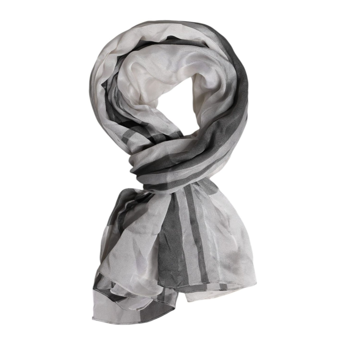 Dolce & Gabbana White Black Silk Warmer Wrap Foulard Scarf