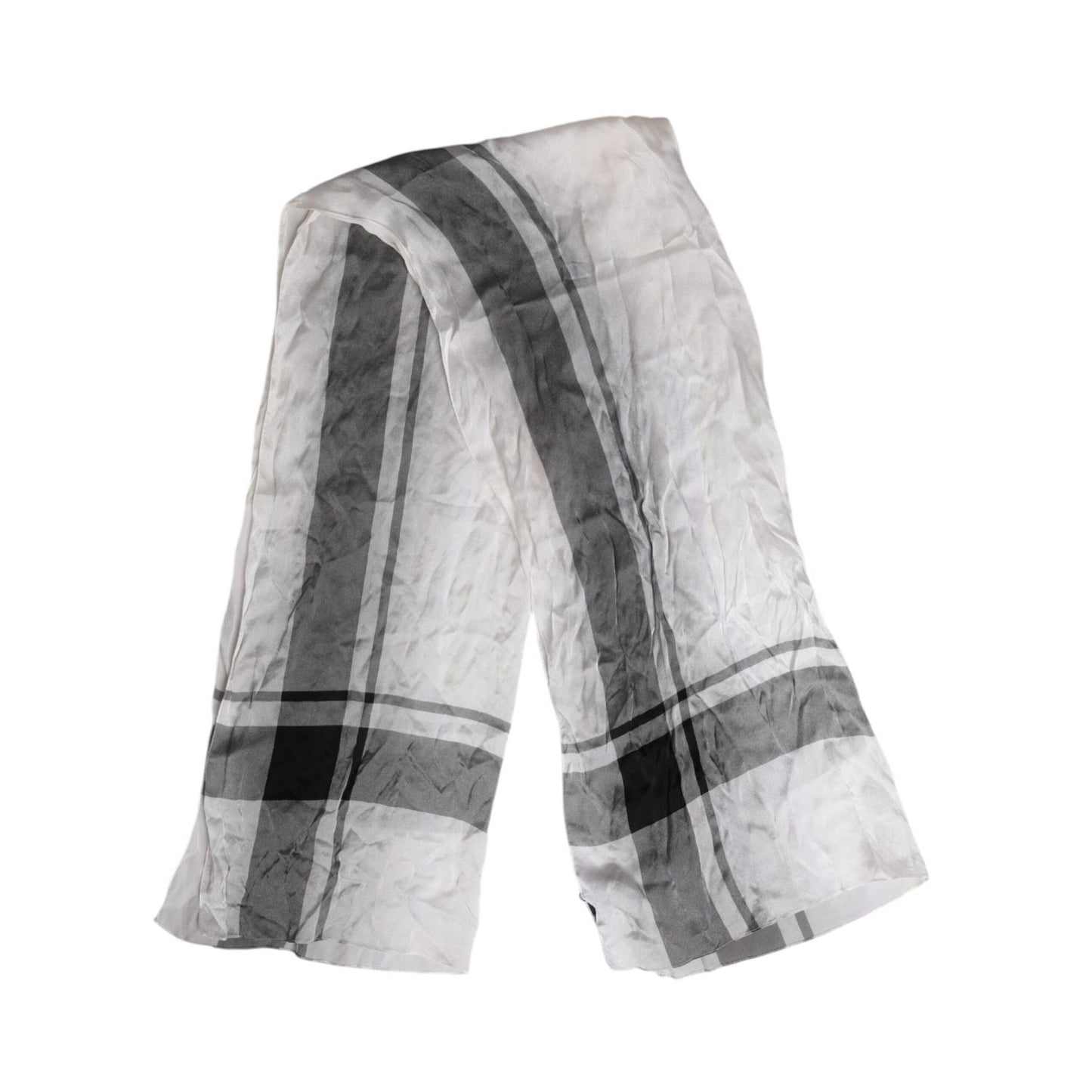 Dolce & Gabbana White Black Silk Warmer Wrap Foulard Scarf