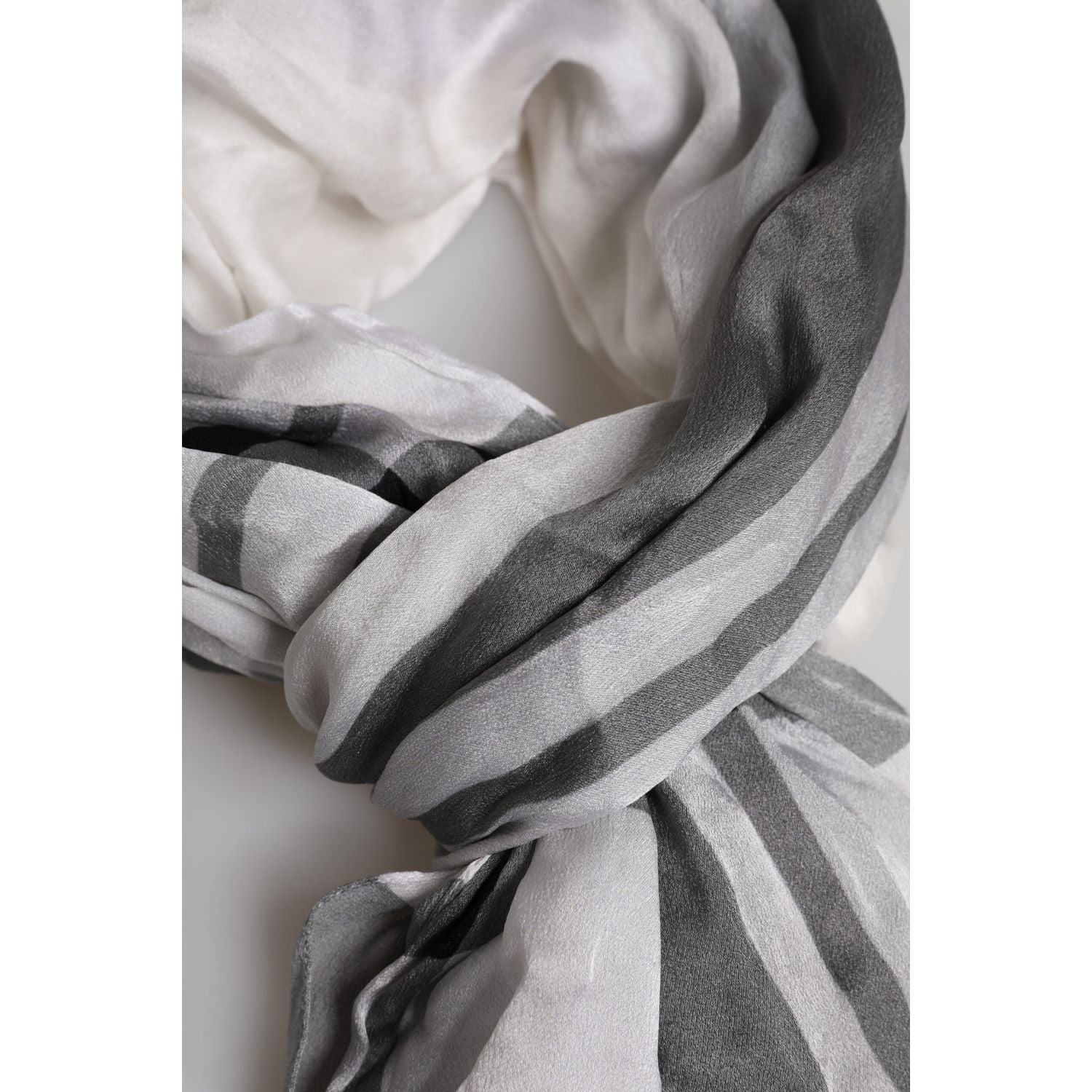 Dolce & Gabbana White Black Silk Warmer Wrap Foulard Scarf