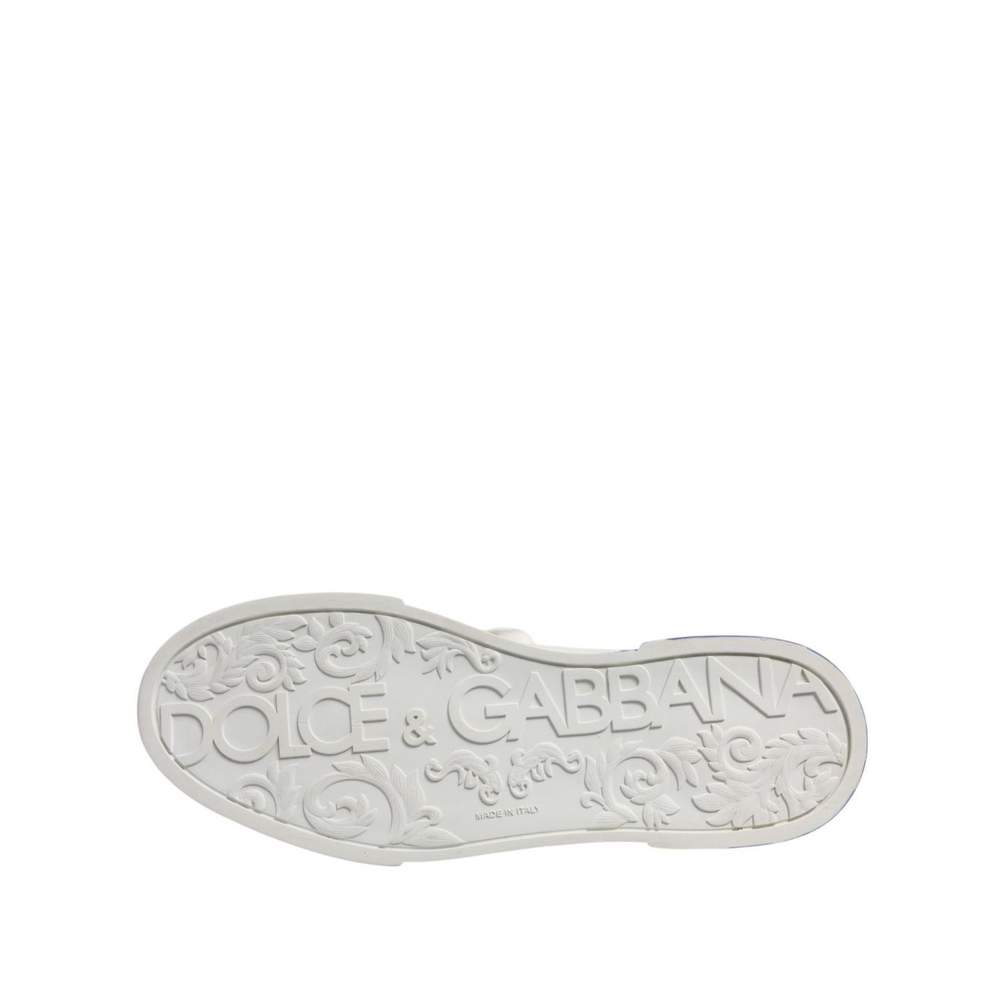 Dolce & Gabbana White Blue Low Top Leather Sneakers Shoes