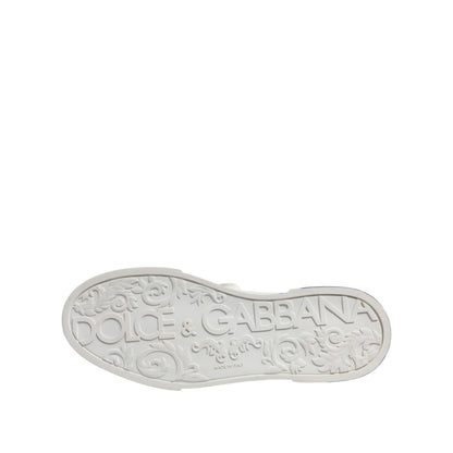 Dolce & Gabbana White Blue Low Top Leather Sneakers Shoes