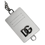 Dolce & Gabbana White Calf Leather Lanyard Logo Card Holder Wallet