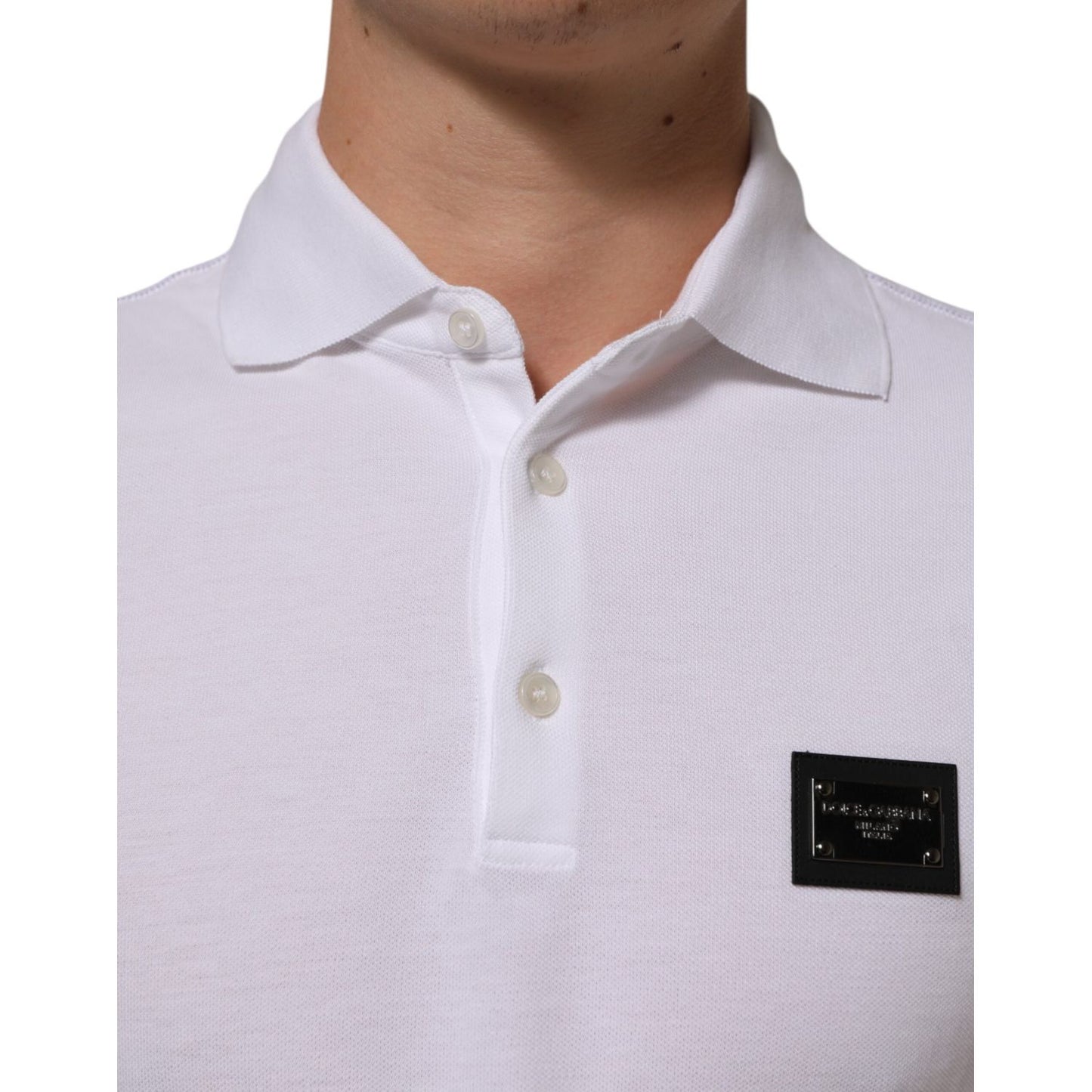 Dolce & Gabbana White Collared Short Sleeves Polo Men T-shirt featuring classic collar and subtle logo, made in Italy from 100% cotton.