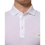 Dolce & Gabbana White Collared Short Sleeves Polo T-shirt with button closure and logo detail on chest.