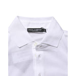 Dolce & Gabbana White Collared Short Sleeves Polo T-shirt with button closure and logo details, made of 100% cotton.