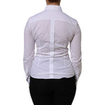 Dolce & Gabbana White Cotton Collared Long Sleeves Top Shirt TSH90567-40