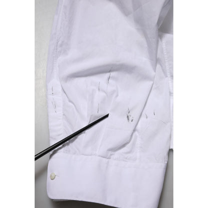 Dolce & Gabbana White Cotton Long Sleeves Formal Top Shirt