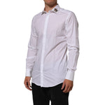 Dolce & Gabbana White Crown Collared GOLD Formal Dress Shirt
