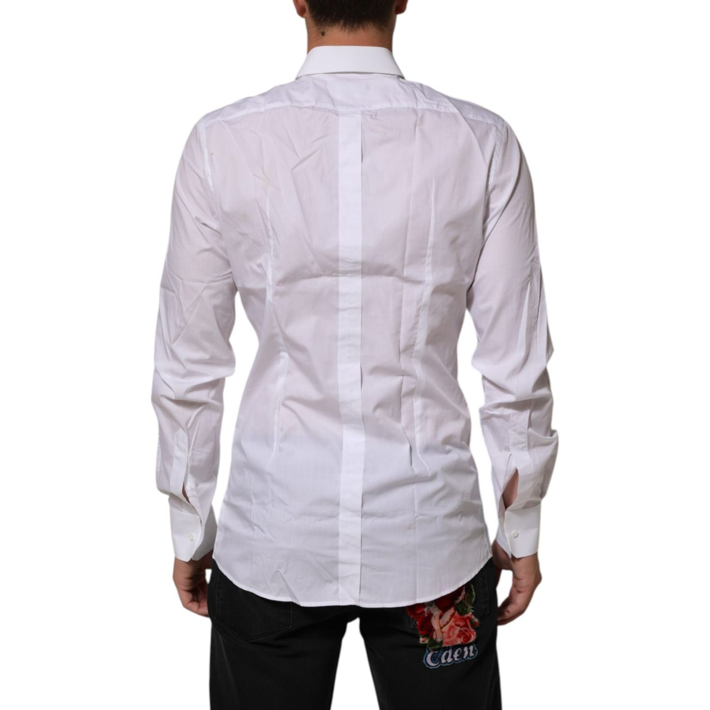Dolce & Gabbana White Crown Collared GOLD Formal Dress Shirt