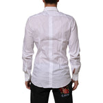 Dolce & Gabbana White Crown Collared GOLD Formal Dress Shirt