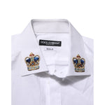 Dolce & Gabbana White Crown Collared GOLD Formal Dress Shirt
