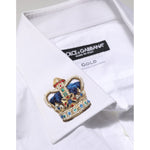 Dolce & Gabbana White Crown Collared GOLD Formal Dress Shirt