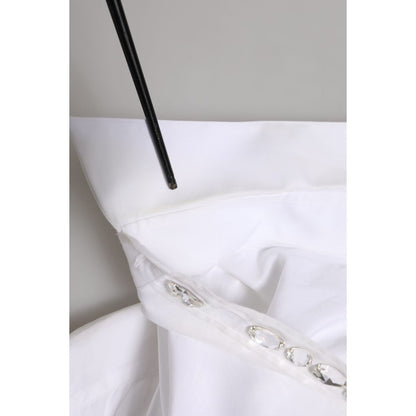 Dolce & Gabbana White Crystal Embellished Dress Shirt Top