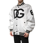 Dolce & Gabbana White DG Logo Polyester Jersey Bomber Jacket JKT4135-50