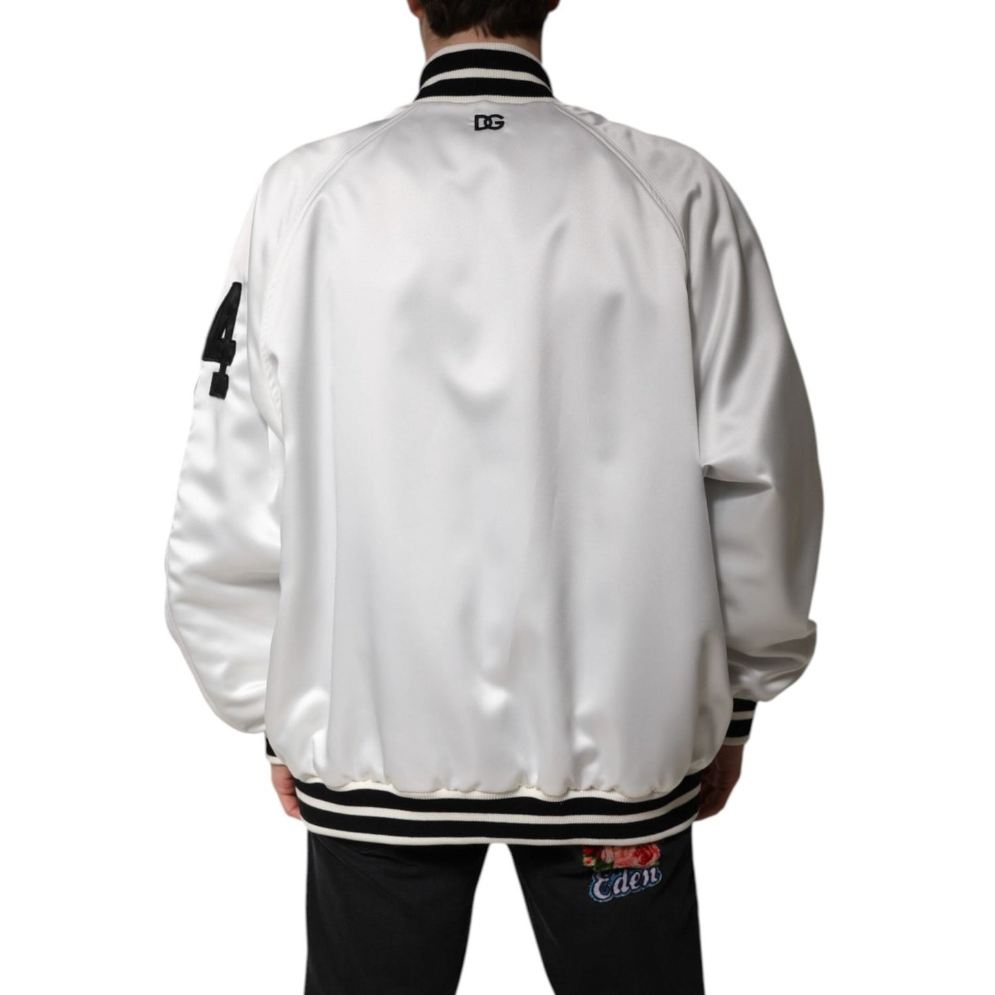 Dolce & Gabbana White DG Logo Polyester Jersey Bomber Jacket JKT4135-50