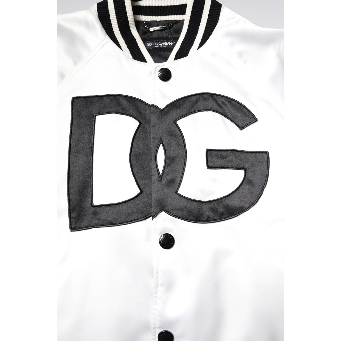 Dolce & Gabbana White DG Logo Polyester Jersey Bomber Jacket JKT4135-50