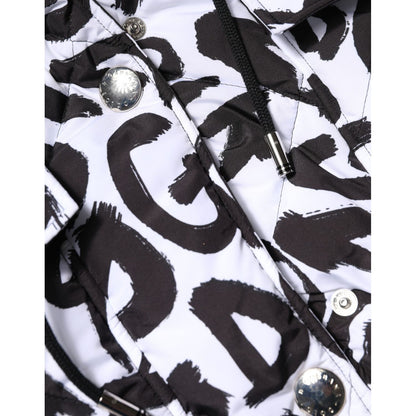 Dolce & Gabbana White DG Mania Hooded Sleeveless Puffer Jacket