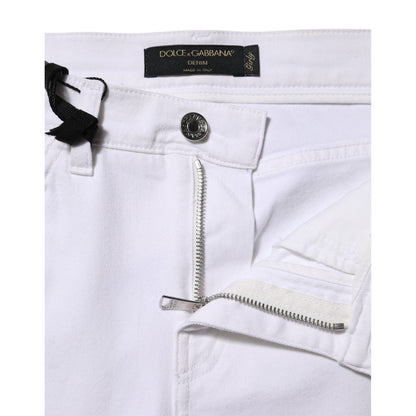 Dolce & Gabbana White Floral Sequined Embroid GIRLY Denim Jeans