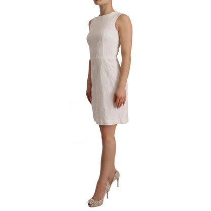 Dolce & Gabbana White Floral Sleeveless Sheath Mini Dress