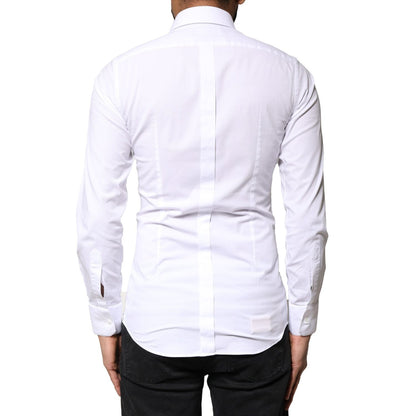 Dolce & Gabbana White GOLD Cotton Long Sleeves Dress Shirt