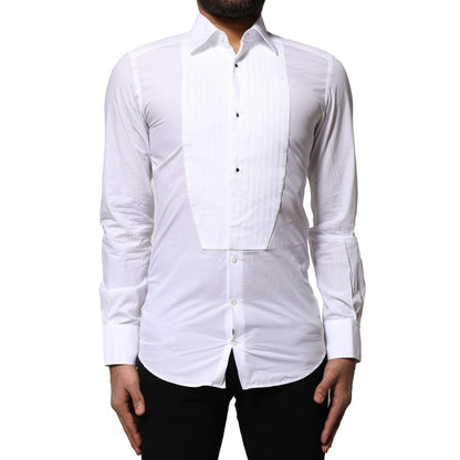 Dolce & Gabbana White GOLD Cotton Poplin Formal Dress Shirt