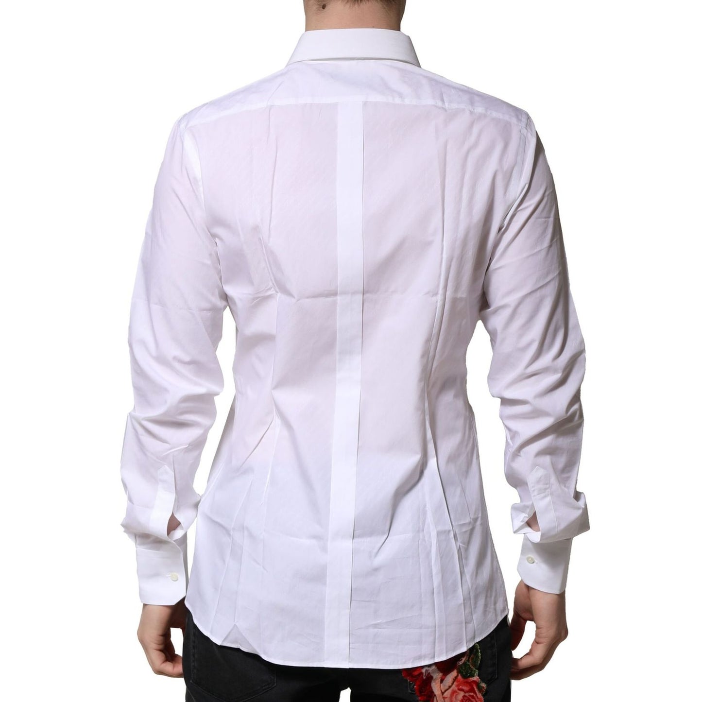 Dolce & Gabbana White GOLD Long Sleeves Men Dress Formal Shirt