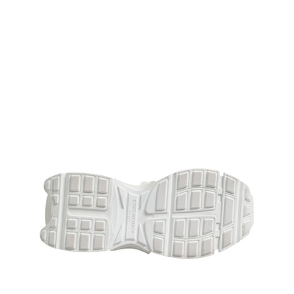 Sole view of Dolce & Gabbana White Gray Low Top Space Sneakers Shoes showcasing rubber outsole design.