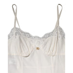 Dolce & Gabbana White Lace Gold DG Logo Silk Dress Sleepwear