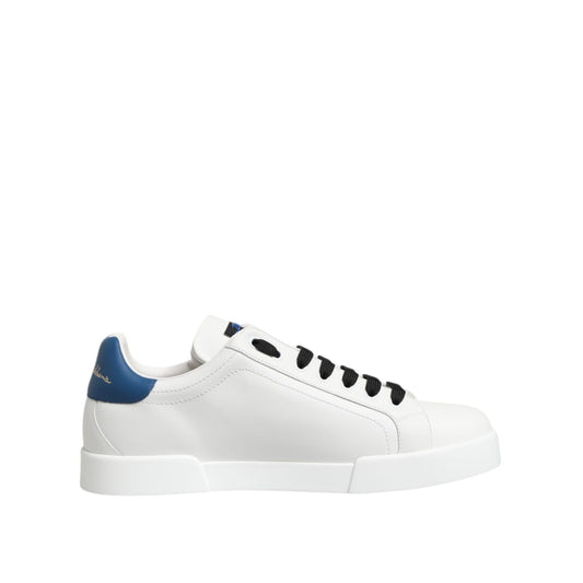 Dolce & Gabbana White Leather DG Logo Low Top Sneakers Shoes