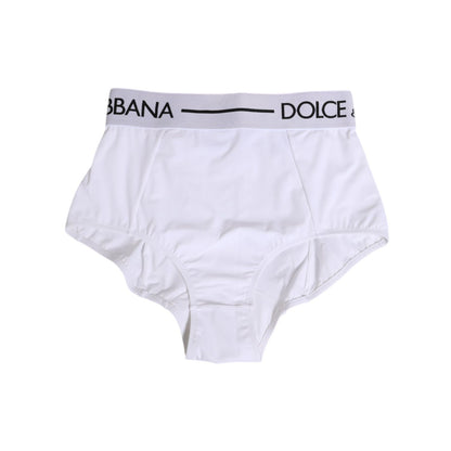 Dolce & Gabbana White Nylon Logo Waistband Coulotte Underwear