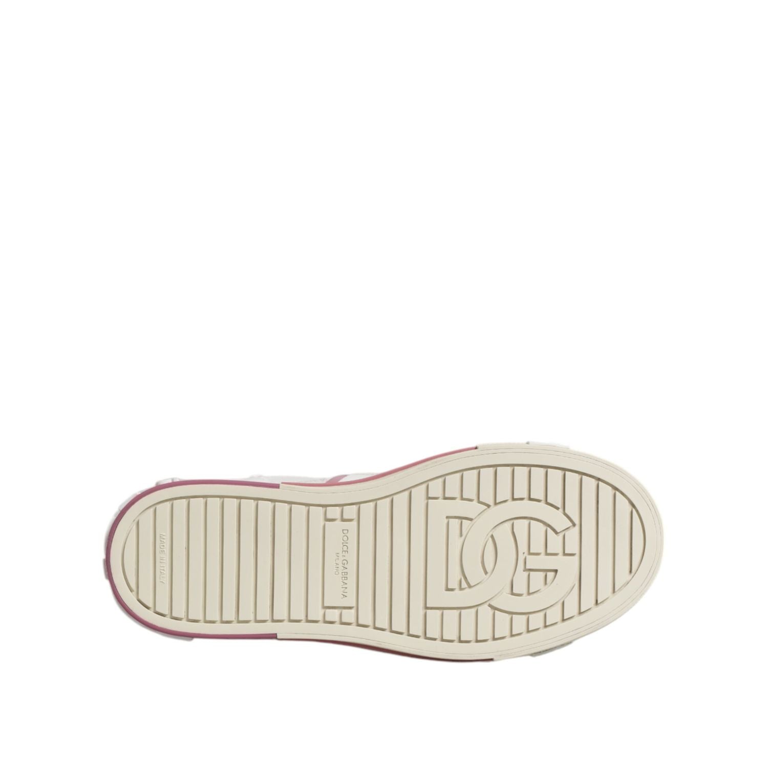 Dolce & Gabbana White Pink Leather Low Top Sneakers Shoes