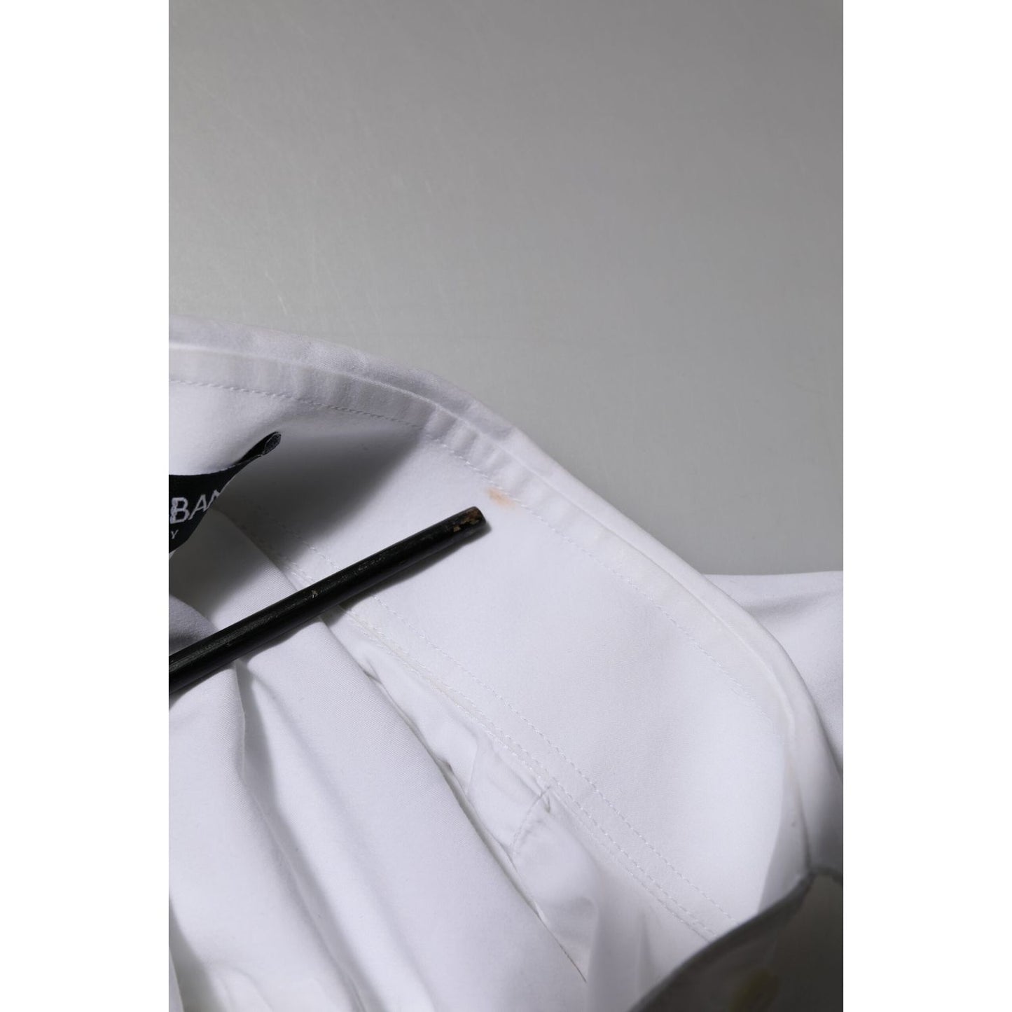 Dolce & Gabbana White Rose Embroidery Collared Shirt Top