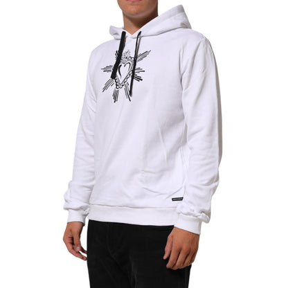 Dolce & Gabbana White Sacred Heart Hooded Sweatshirt Sweater