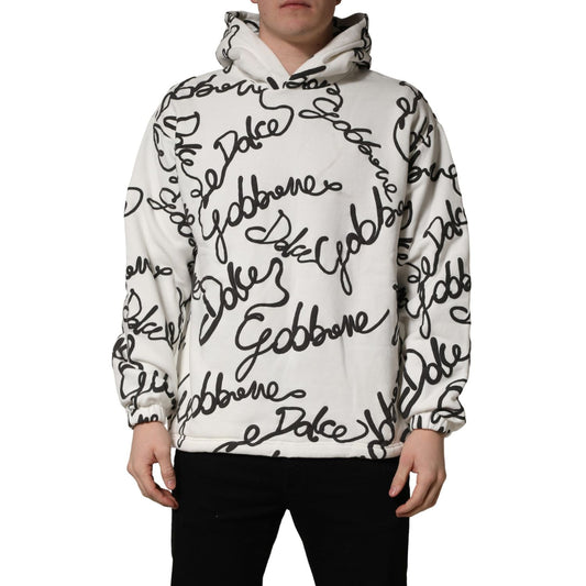 Dolce & Gabbana White Script Logo Print Cotton Sweatshirt Sweater