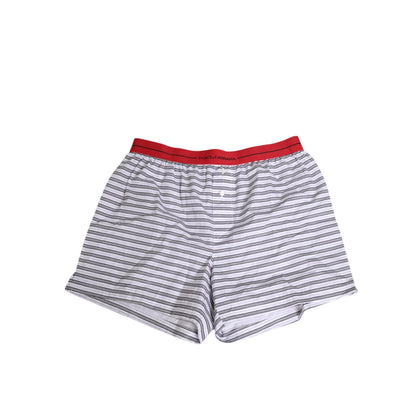 Dolce & Gabbana White Striped Cotton Red Waistband Shorts Swimwear