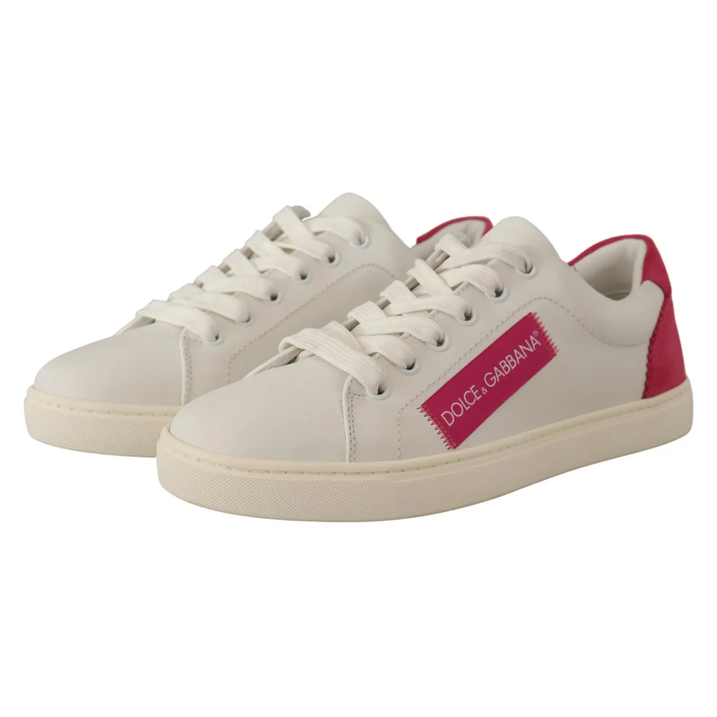 Dolce & Gabbana White Suede Leather Low Top Sneakers Shoes