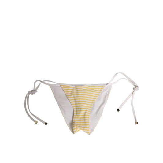 Dolce & Gabbana White Yellow Stripe Tie Side Logo Underwear with embroidered "Porto Cervo Ti Amo Dolce & Gabbana" at the back.