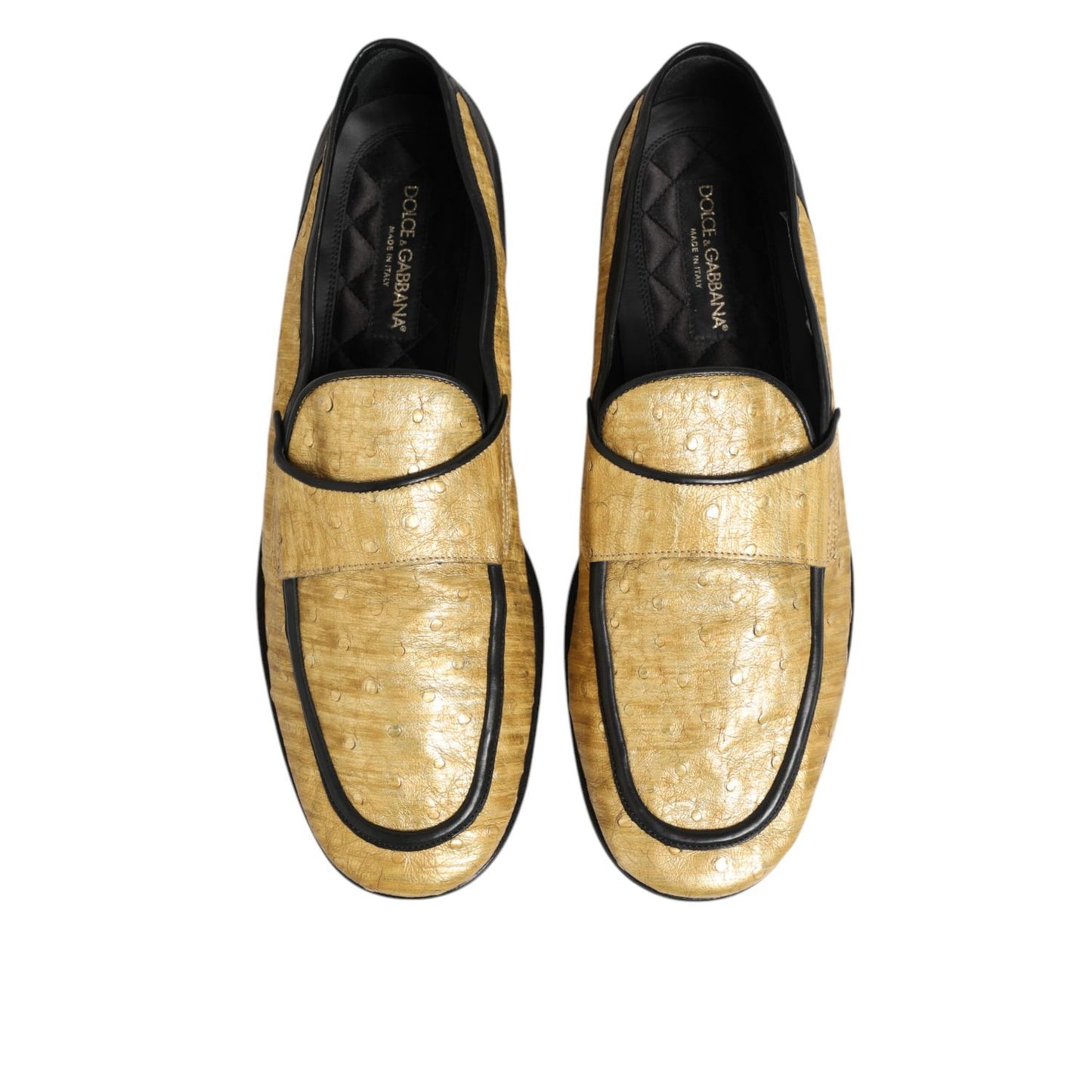 Dolce & Gabbana Yellow Black Leather Slip On Loafers Shoes