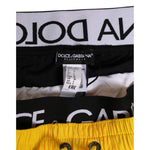 Dolce & Gabbana Yellow Drawstring Beachwear Men Shorts Swimwear waistband and label detail
