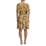 Dolce & Gabbana Yellow Floral Print Pleated Maxi Dress