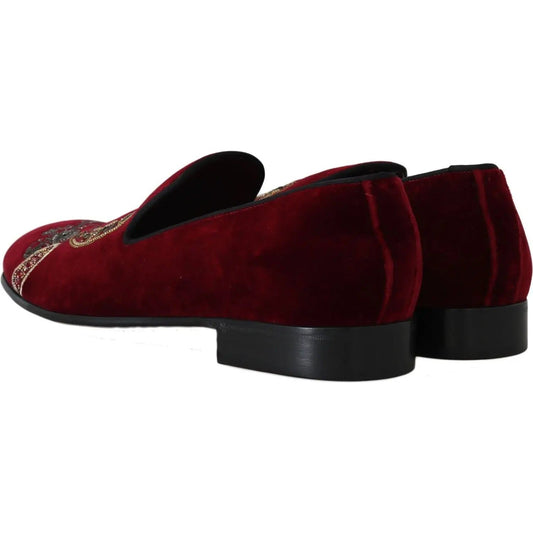 Dolce & Gabbana Bordeaux Velvet Sequined Men's Loafers bordeaux-velvet-loafers-gun-horseshoe-shoes Dolce-_-Gabbana-_-Bordeaux-Velvet-Sequined-Men_s-Loafers-_-McRichard-Designer-Brands-113592331.jpg