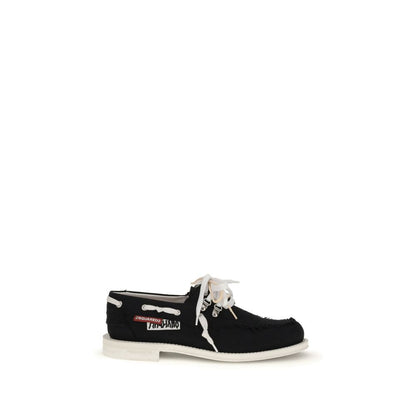 Dsquared² Black Cotton Slip-On Loafers