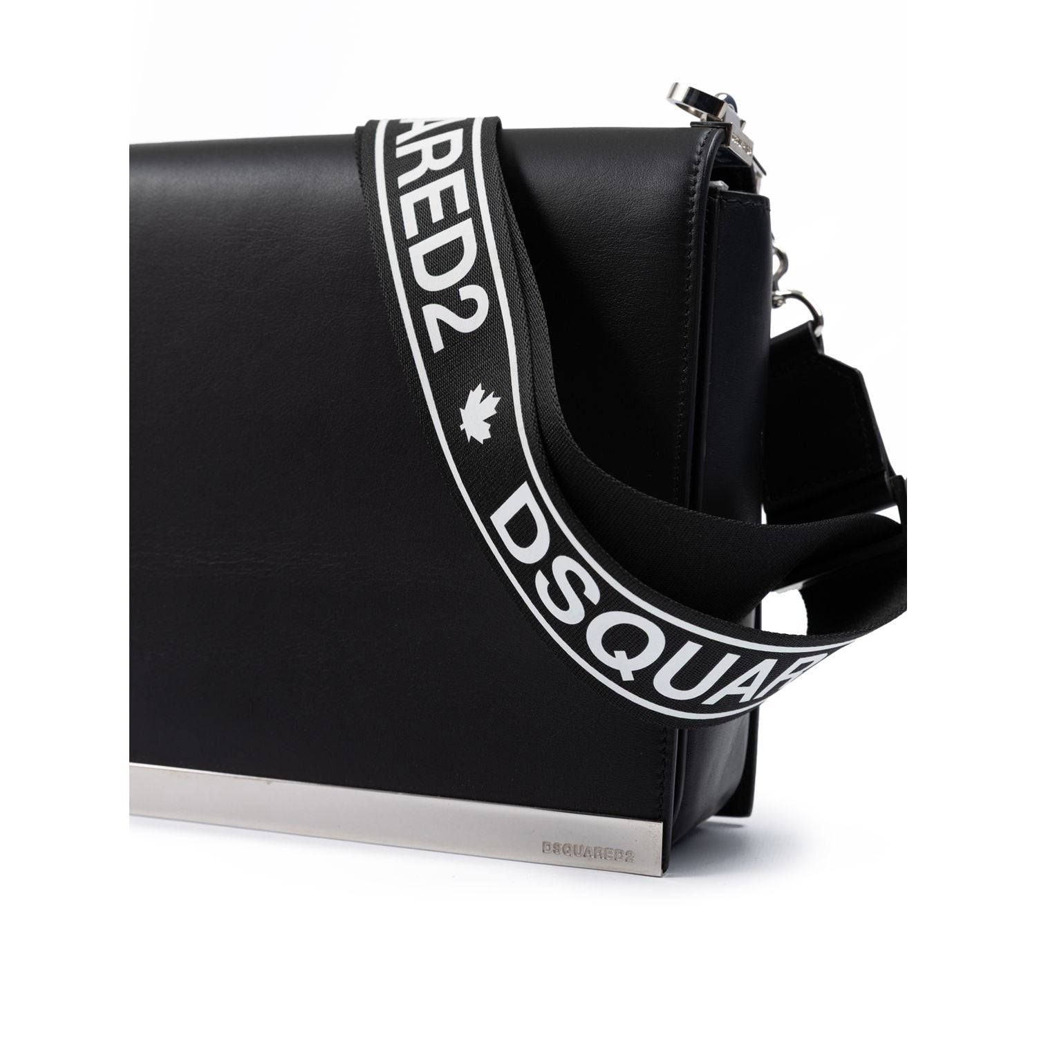 Dsquared² Black Leather Messenger Bag