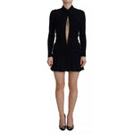 Dsquared² Black Viscose Long Sleeves Cut Out Mini Dress with zipper closure, front view